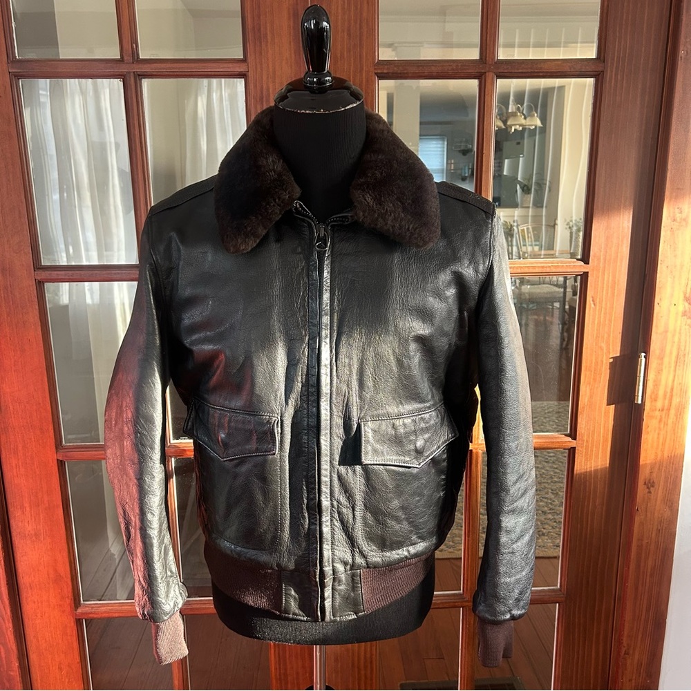 Vintage LL Bean G-1 Goatskin Leather Bomber Flight Jacket 42 Wool Quilt Lined - Picture 1 of 16